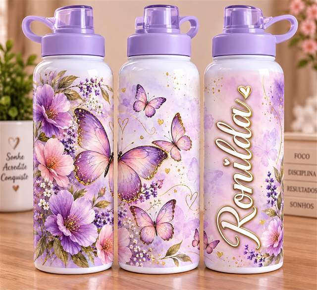 Squeezes personalizados com flores e borboletas